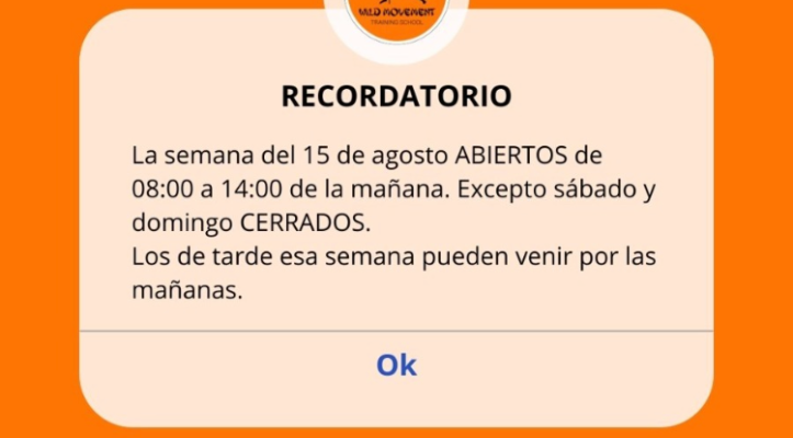 RECORDAMOS QUE LA SEMANA DEL 15 DE AGOSTO ABIERTOS!!