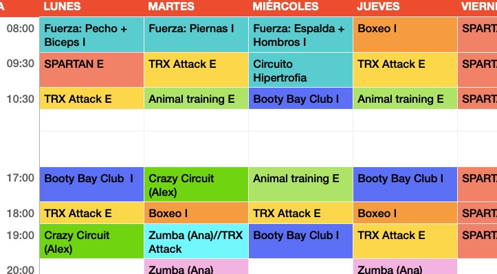 NUEVO HORARIO CON NUEVAS CLASES